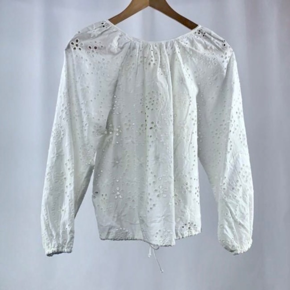 💲SALE💲Additional 10% OFF! NWT Joie White Eyelet Tie Waist Blouse Sz M - Picture 5 of 7